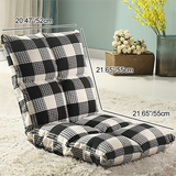 Modern Minimalist Fabric & Cotton Lazy Chair with Metal Frame, Rectangular Checkered Cushions, Adjustable Backrest - Tatami Style for Living Room, Bedroom & Bay Window