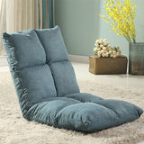 Modern Minimalist Fabric & Cotton Lazy Chair with Metal Frame, Rectangular Checkered Cushions, Adjustable Backrest - Tatami Style for Living Room, Bedroom & Bay Window