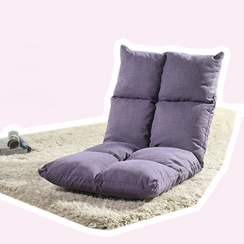 Modern Minimalist Fabric & Cotton Lazy Chair with Metal Frame, Rectangular Checkered Cushions, Adjustable Backrest - Tatami Style for Living Room, Bedroom & Bay Window