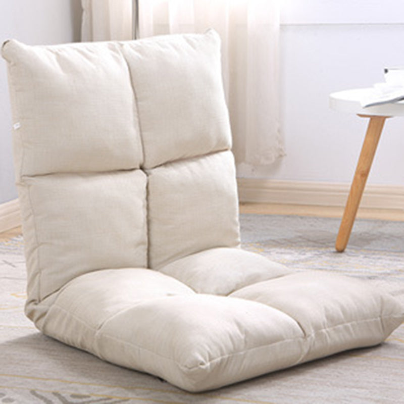 Modern Minimalist Fabric & Cotton Lazy Chair with Metal Frame, Rectangular Checkered Cushions, Adjustable Backrest - Tatami Style for Living Room, Bedroom & Bay Window