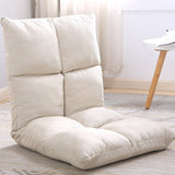 Modern Minimalist Fabric & Cotton Lazy Chair with Metal Frame, Rectangular Checkered Cushions, Adjustable Backrest - Tatami Style for Living Room, Bedroom & Bay Window