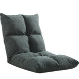 Modern Minimalist Fabric & Cotton Lazy Chair with Metal Frame, Rectangular Checkered Cushions, Adjustable Backrest - Tatami Style for Living Room, Bedroom & Bay Window