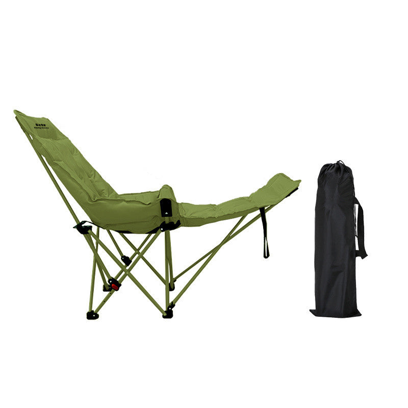 Moon Foldable Camping Recliner with Footrest & Backrest – Modern Minimalist Fabric & Carbon Steel for Outdoor Patio