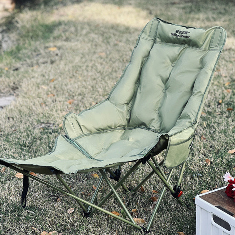 Moon Foldable Camping Recliner with Footrest & Backrest – Modern Minimalist Fabric & Carbon Steel for Outdoor Patio