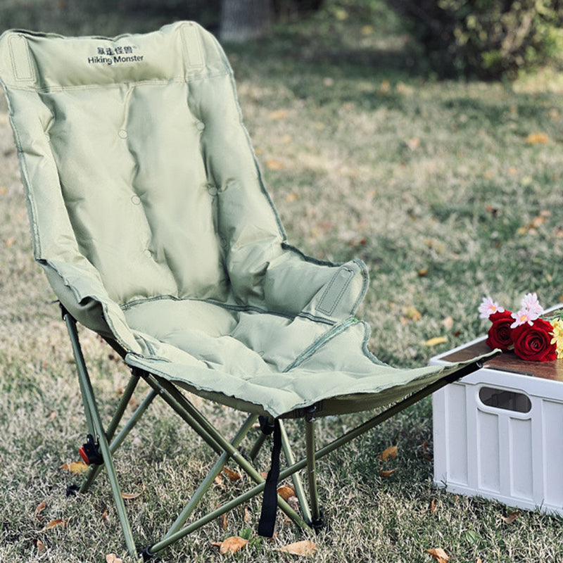 Moon Foldable Camping Recliner with Footrest & Backrest – Modern Minimalist Fabric & Carbon Steel for Outdoor Patio