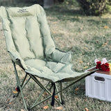 Moon Foldable Camping Recliner with Footrest & Backrest – Modern Minimalist Fabric & Carbon Steel for Outdoor Patio