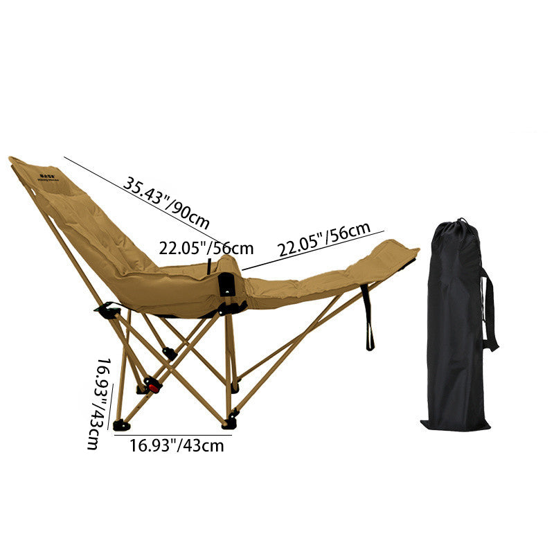 Moon Foldable Camping Recliner with Footrest & Backrest – Modern Minimalist Fabric & Carbon Steel for Outdoor Patio