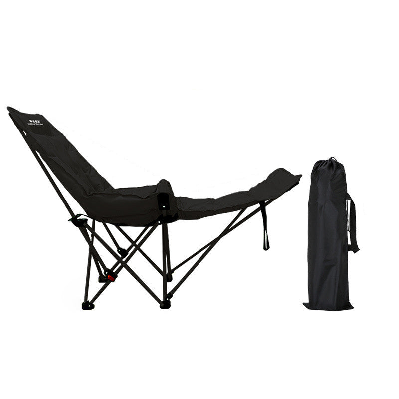 Moon Foldable Camping Recliner with Footrest & Backrest – Modern Minimalist Fabric & Carbon Steel for Outdoor Patio