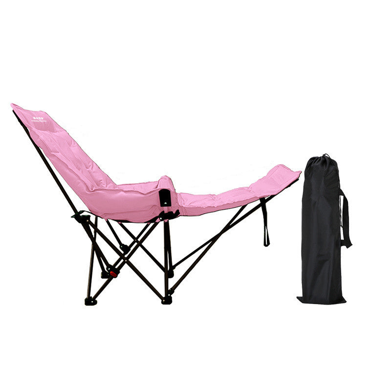 Moon Foldable Camping Recliner with Footrest & Backrest – Modern Minimalist Fabric & Carbon Steel for Outdoor Patio