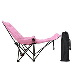 Moon Foldable Camping Recliner with Footrest & Backrest – Modern Minimalist Fabric & Carbon Steel for Outdoor Patio