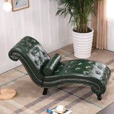 Luxurious European-Style Velvet and Leather Curved Chaise Lounge Recliner with Wooden Frame and Backrest – Perfect for Living Room or Bedroom