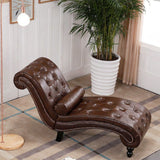 Luxurious European-Style Velvet and Leather Curved Chaise Lounge Recliner with Wooden Frame and Backrest – Perfect for Living Room or Bedroom