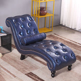 Luxurious European-Style Velvet and Leather Curved Chaise Lounge Recliner with Wooden Frame and Backrest – Perfect for Living Room or Bedroom