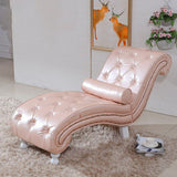 Luxurious European-Style Velvet and Leather Curved Chaise Lounge Recliner with Wooden Frame and Backrest – Perfect for Living Room or Bedroom