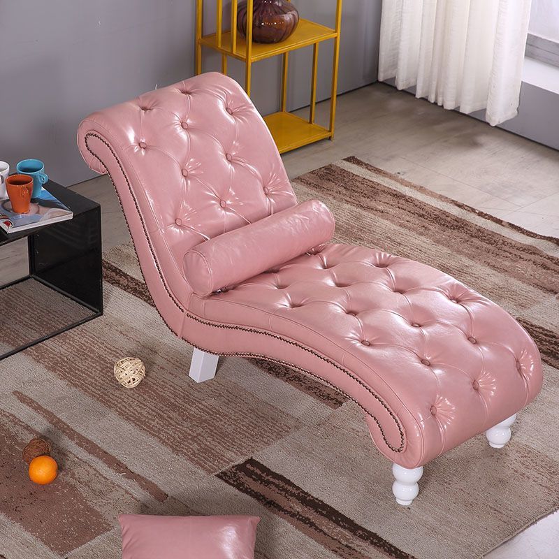 Luxurious European-Style Velvet and Leather Curved Chaise Lounge Recliner with Wooden Frame and Backrest – Perfect for Living Room or Bedroom