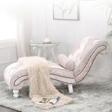 Luxurious European-Style Velvet and Leather Curved Chaise Lounge Recliner with Wooden Frame and Backrest – Perfect for Living Room or Bedroom