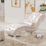 Luxurious European-Style Velvet and Leather Curved Chaise Lounge Recliner with Wooden Frame and Backrest – Perfect for Living Room or Bedroom