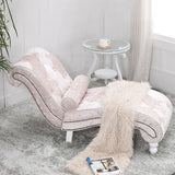 Luxurious European-Style Velvet and Leather Curved Chaise Lounge Recliner with Wooden Frame and Backrest – Perfect for Living Room or Bedroom