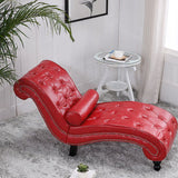 Luxurious European-Style Velvet and Leather Curved Chaise Lounge Recliner with Wooden Frame and Backrest – Perfect for Living Room or Bedroom