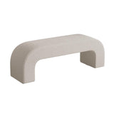 Sleek Modern Minimalist Wood, Lambswool & PU Leather Rectangular Bench for Entryway & Living Room