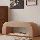Sleek Modern Minimalist Wood, Lambswool & PU Leather Rectangular Bench for Entryway & Living Room