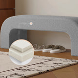 Sleek Modern Minimalist Wood, Lambswool & PU Leather Rectangular Bench for Entryway & Living Room