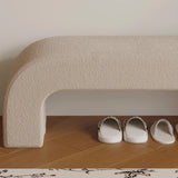 Sleek Modern Minimalist Wood, Lambswool & PU Leather Rectangular Bench for Entryway & Living Room