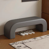 Sleek Modern Minimalist Wood, Lambswool & PU Leather Rectangular Bench for Entryway & Living Room