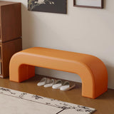 Sleek Modern Minimalist Wood, Lambswool & PU Leather Rectangular Bench for Entryway & Living Room