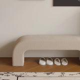 Sleek Modern Minimalist Wood, Lambswool & PU Leather Rectangular Bench for Entryway & Living Room