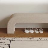 Sleek Modern Minimalist Wood, Lambswool & PU Leather Rectangular Bench for Entryway & Living Room