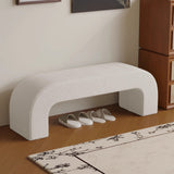 Sleek Modern Minimalist Wood, Lambswool & PU Leather Rectangular Bench for Entryway & Living Room
