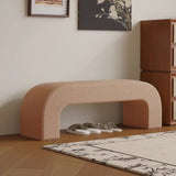 Sleek Modern Minimalist Wood, Lambswool & PU Leather Rectangular Bench for Entryway & Living Room