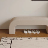 Sleek Modern Minimalist Wood, Lambswool & PU Leather Rectangular Bench for Entryway & Living Room