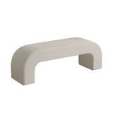 Sleek Modern Minimalist Wood, Lambswool & PU Leather Rectangular Bench for Entryway & Living Room