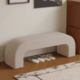Sleek Modern Minimalist Wood, Lambswool & PU Leather Rectangular Bench for Entryway & Living Room
