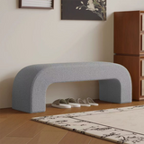 Sleek Modern Minimalist Wood, Lambswool & PU Leather Rectangular Bench for Entryway & Living Room