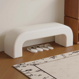 Sleek Modern Minimalist Wood, Lambswool & PU Leather Rectangular Bench for Entryway & Living Room