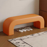 Sleek Modern Minimalist Wood, Lambswool & PU Leather Rectangular Bench for Entryway & Living Room