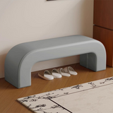 Sleek Modern Minimalist Wood, Lambswool & PU Leather Rectangular Bench for Entryway & Living Room