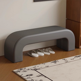 Sleek Modern Minimalist Wood, Lambswool & PU Leather Rectangular Bench for Entryway & Living Room