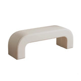 Sleek Modern Minimalist Wood, Lambswool & PU Leather Rectangular Bench for Entryway & Living Room