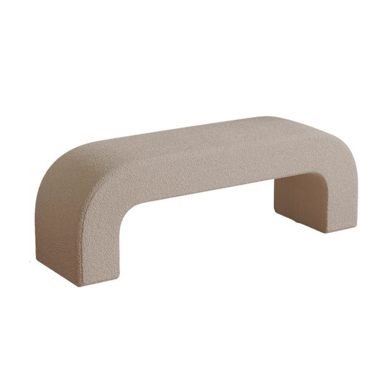 Sleek Modern Minimalist Wood, Lambswool & PU Leather Rectangular Bench for Entryway & Living Room
