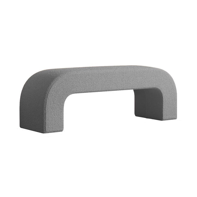 Sleek Modern Minimalist Wood, Lambswool & PU Leather Rectangular Bench for Entryway & Living Room