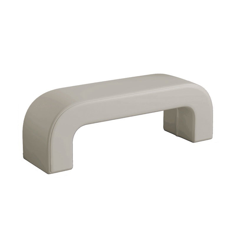 Sleek Modern Minimalist Wood, Lambswool & PU Leather Rectangular Bench for Entryway & Living Room