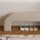 Sleek Modern Minimalist Wood, Lambswool & PU Leather Rectangular Bench for Entryway & Living Room