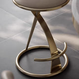 Luxurious Modern Round Bar Stool in Microfiber Leather & Stainless Steel with Backrest and Footrest for Kitchen & Bar