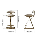 Luxurious Modern Round Bar Stool in Microfiber Leather & Stainless Steel with Backrest and Footrest for Kitchen & Bar