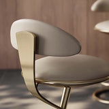 Luxurious Modern Round Bar Stool in Microfiber Leather & Stainless Steel with Backrest and Footrest for Kitchen & Bar