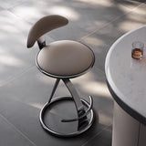 Luxurious Modern Round Bar Stool in Microfiber Leather & Stainless Steel with Backrest and Footrest for Kitchen & Bar